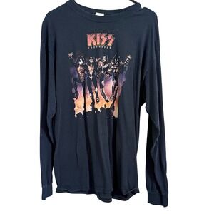 KISS Destroyer Long Sleeve T Shirt Men's Black‎ Graphic Band Tee